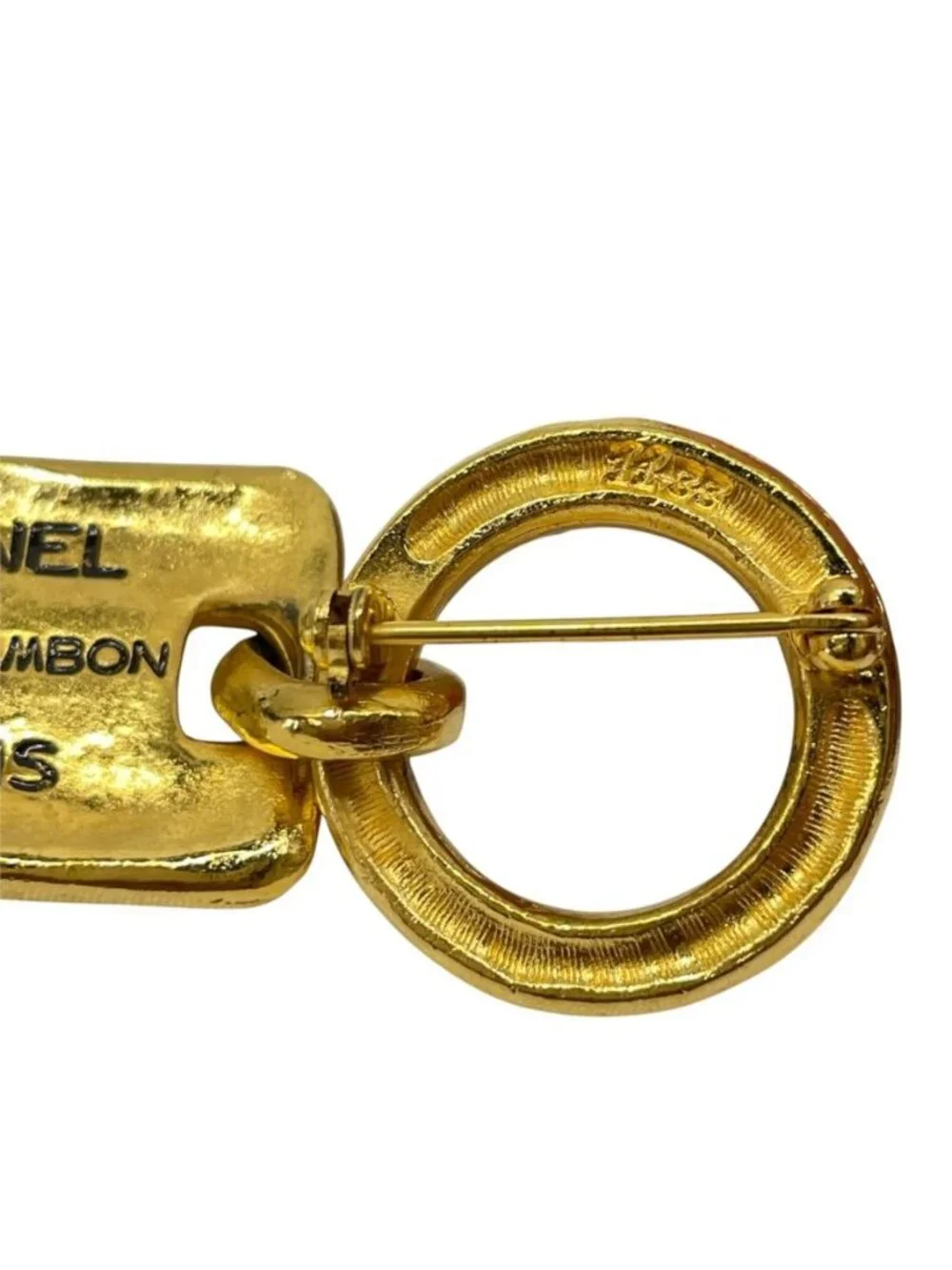 Chanel Brooch Cambon Plate Swing 31 Rue Metal Gold